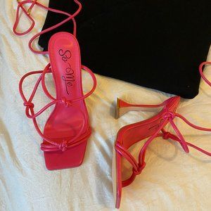 Knotted Strappy Open-Toe Heels